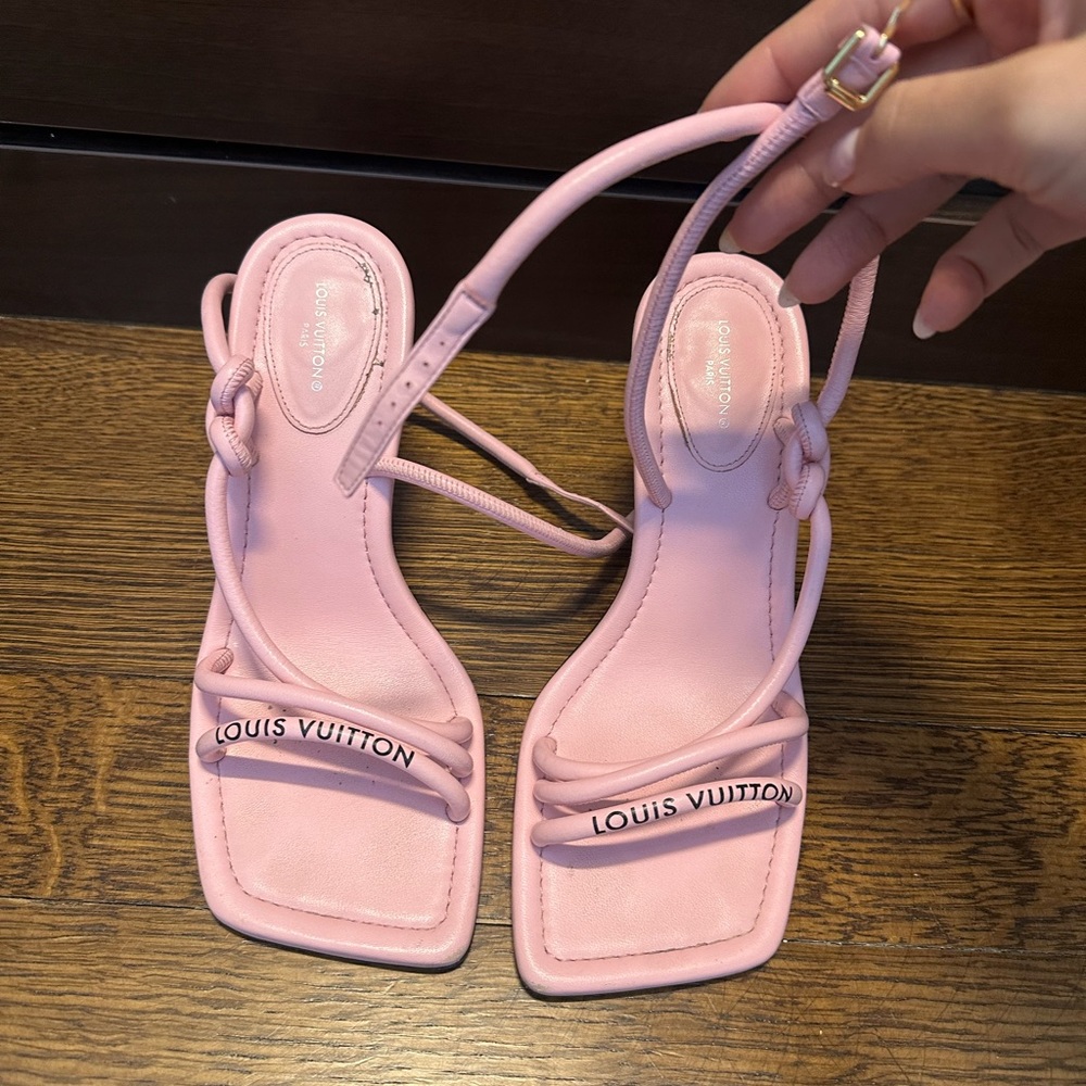 Pink Louis Vuitton Strappy Heel Sandals